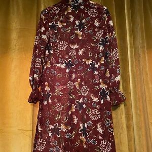 EUC Zara sheer floral shirtdress